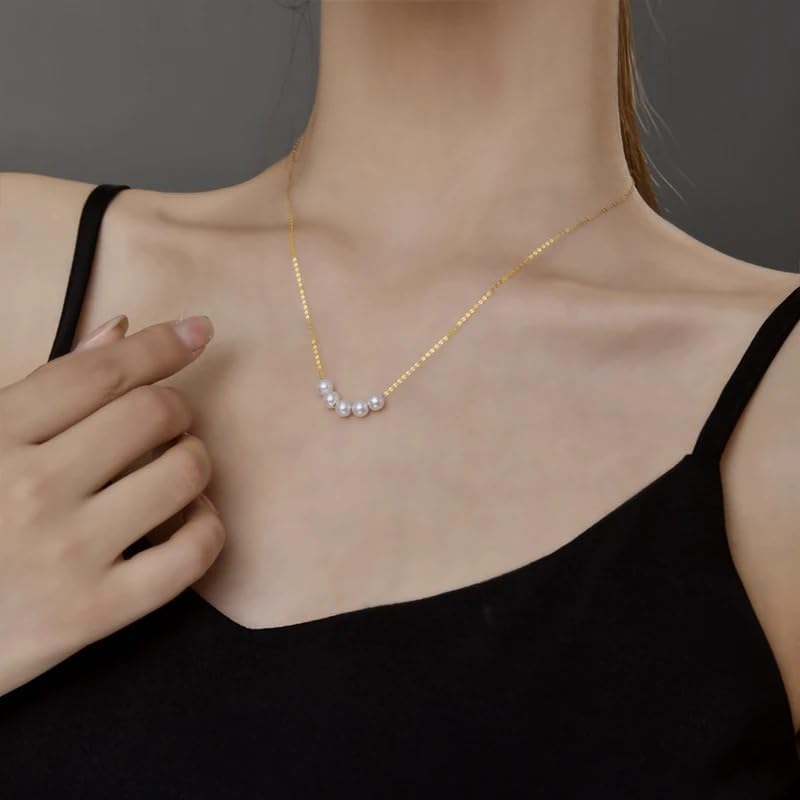 Natural Freshwater Pearl and 18 K Gold Smile Necklace