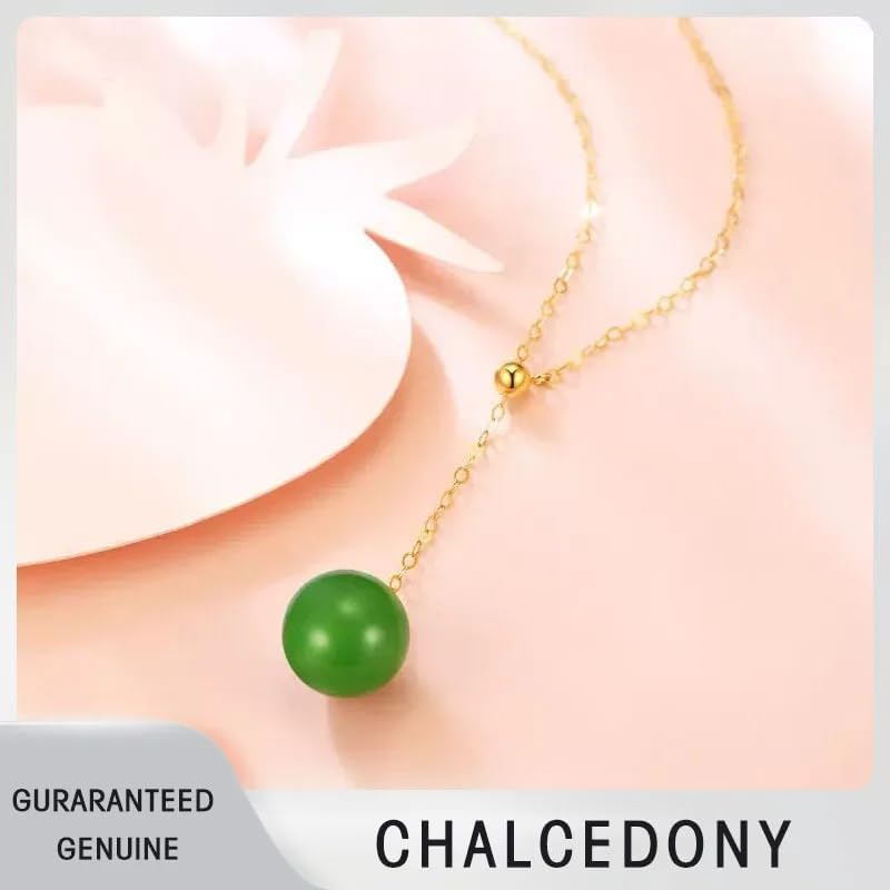 Chalcedony 18K Gold Pendant Necklace