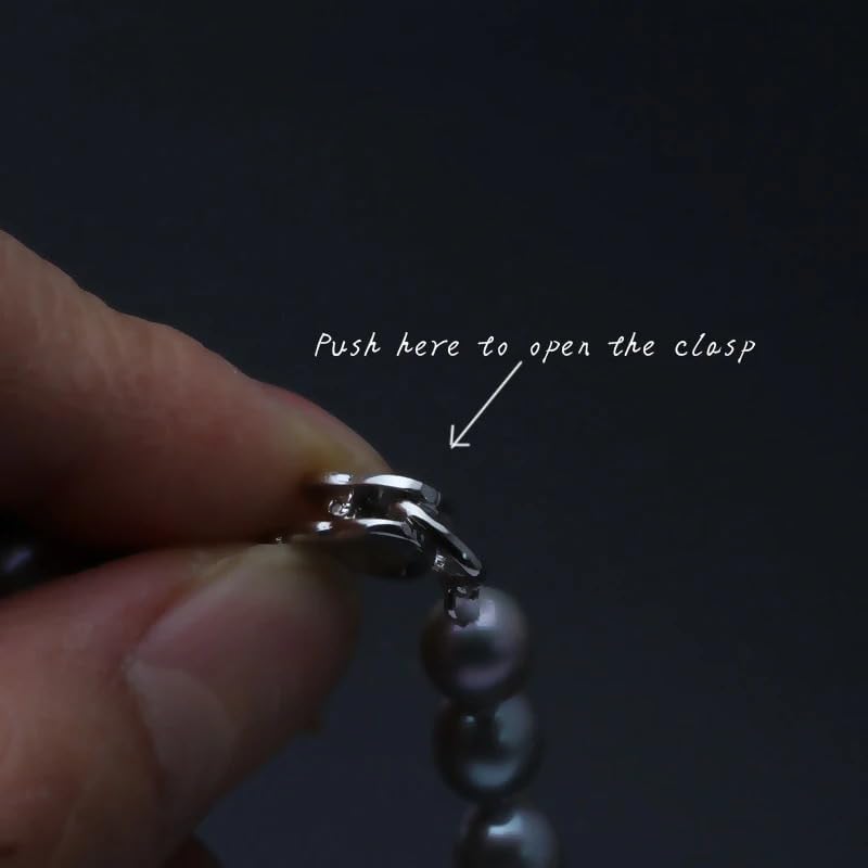 Vintage Freshwater Pearl Bracelet in Sterling Silver 925 Grey,Length: 16cm