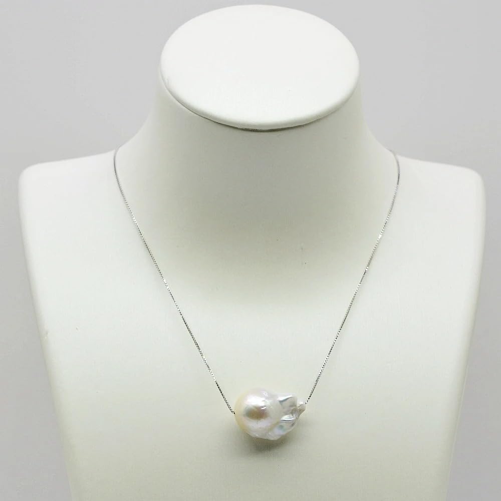 White Natural Large Grain Pure Baroque Pearl Necklace