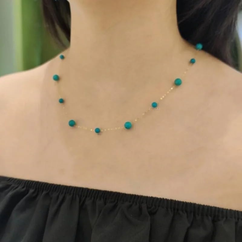 Natural Turquoise 18K yellow gold Necklace