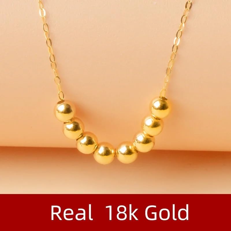 Pure 18K Gold Necklace Pendant AU750 Small Gold Balls 2.5 mm