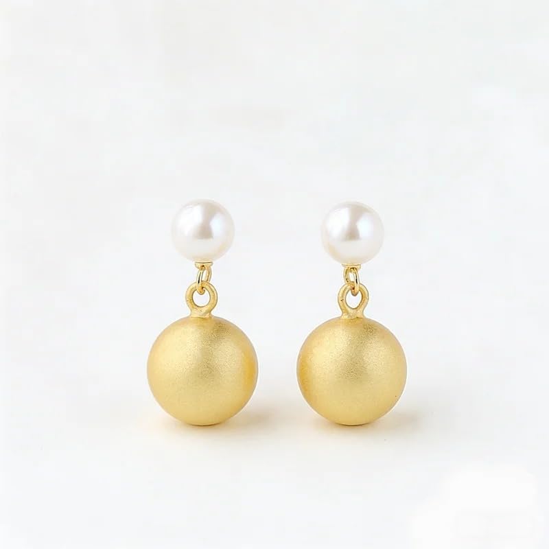 Minimalist 925 Sterling Silver Freshwater Pearl 18K Gold Plated Earring