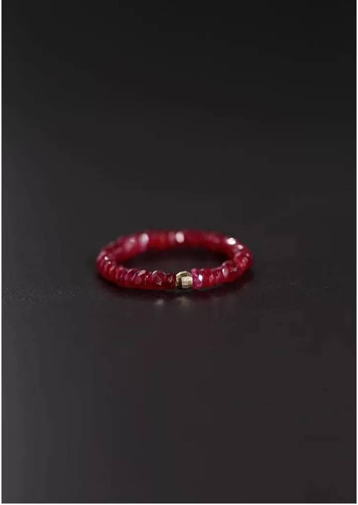 Natural Ruby 18K Gold Adjustable Ring Simple Fashion Jewelry