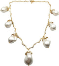 Gold Plated White Sea Shell Pearl Chain Link Necklace