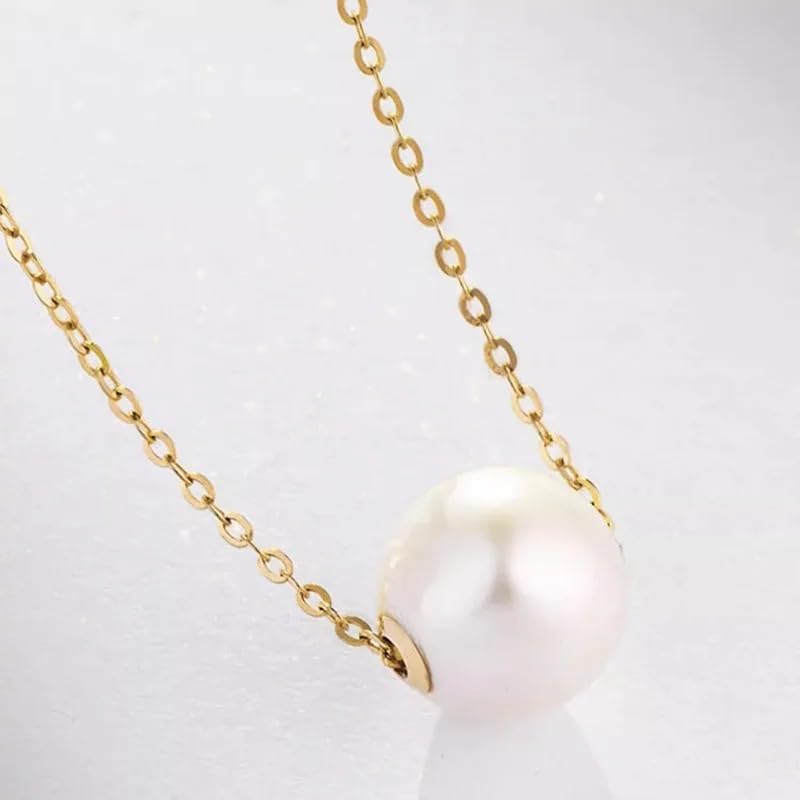 Natural Freshwater Pearl Pendant Necklace, 11-12mm White Pearl, 18K Yellow Gold AU750 Chain