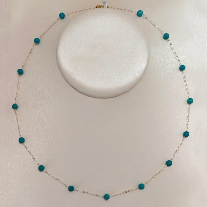 18K gold natural turquoise necklace pendant