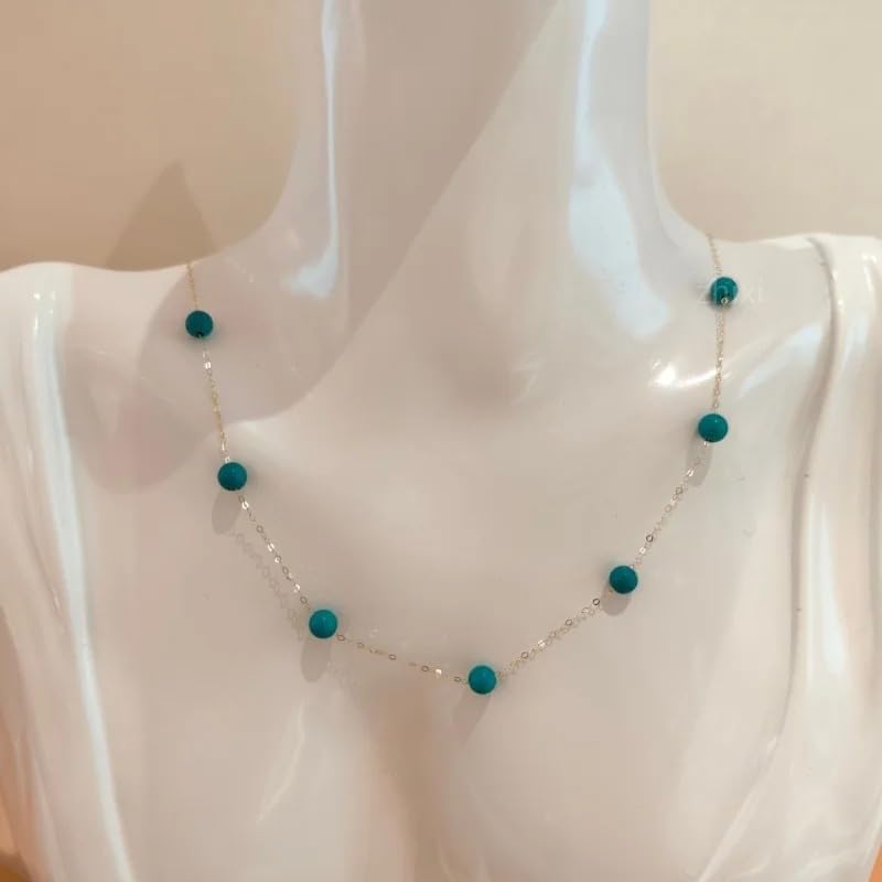 18K gold natural turquoise necklace pendant