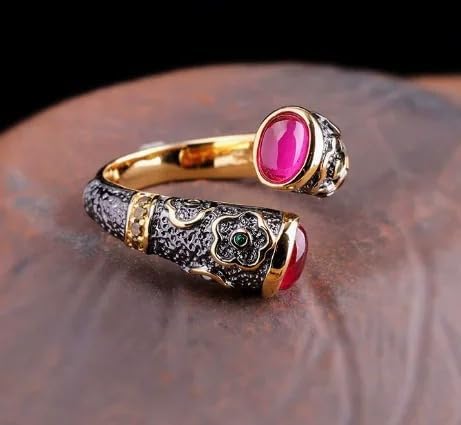S925 Pure Silver Gold-Plated Floret Ring with Green Chalcedony | Inlaid Gemstone, Fashion Jewelry, For Women, Trend Design, Sterling Silver