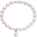 Natural White Freshwater Pearl 925 Silver Strand Bracelet
