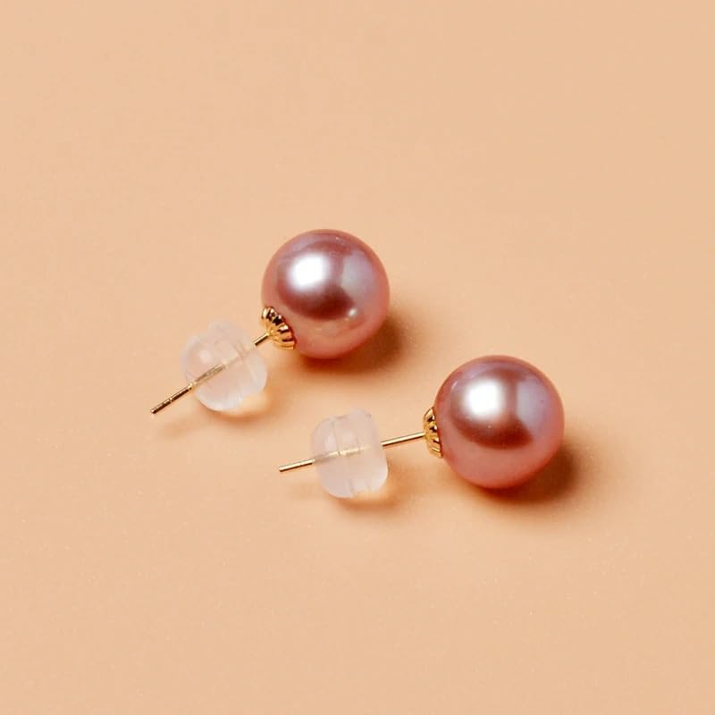 Natural Freshwater Pearl 8K Gold Stud Earrings