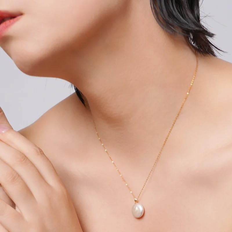 18K Yellow Gold Pearl Necklace Pendant