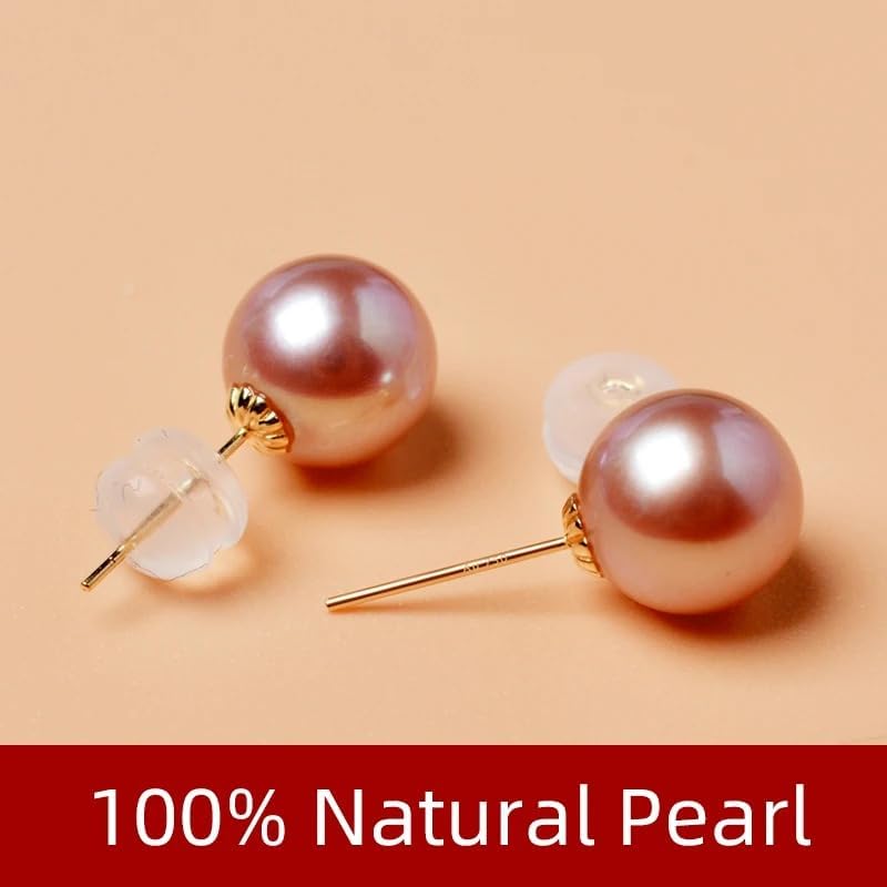Natural Freshwater Pearl 8K Gold Stud Earrings