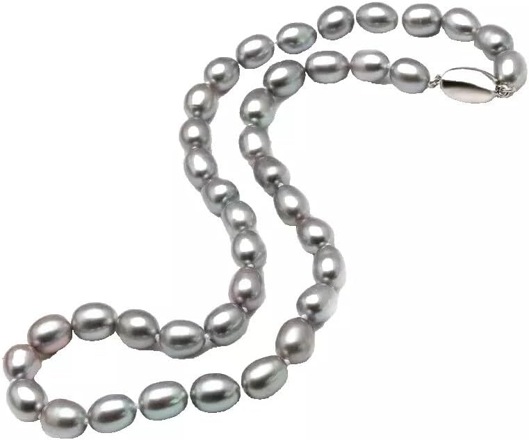 Natural Freshwater Pearl Necklace, Grey Color, Baroque Style, Silver Clasp