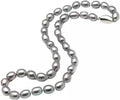 Natural Freshwater Pearl Necklace, Grey Color, Baroque Style, Silver Clasp