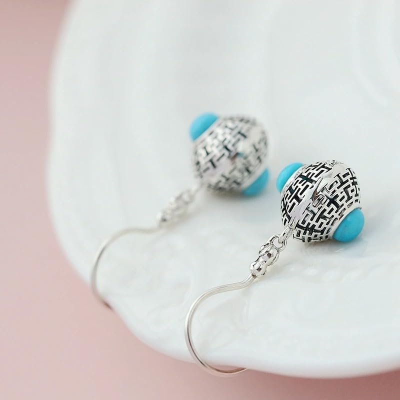 Inlaid Natural Turquoise 925 Sterling Silver Earrings