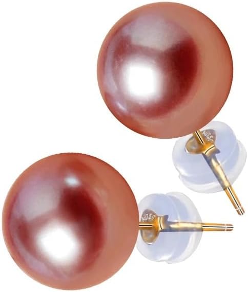 Natural Freshwater Pearl 8K Gold Stud Earrings