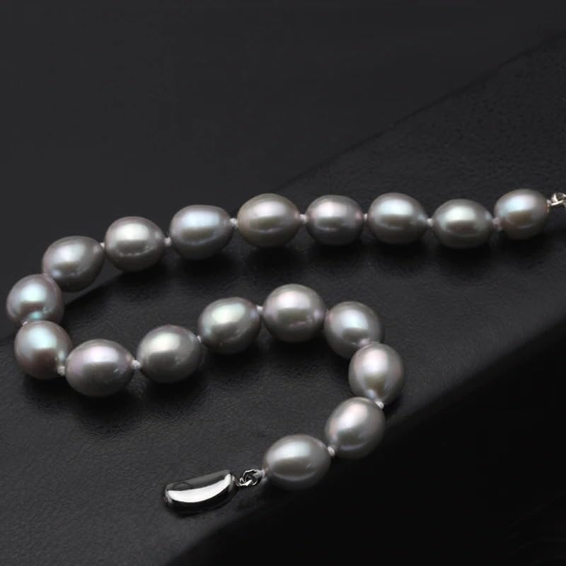 Vintage Freshwater Pearl Bracelet in Sterling Silver 925 Grey,Length: 16cm