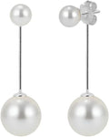 925 Sterling Silver Double Shell Pearl Platinum Plated Stud Earrings