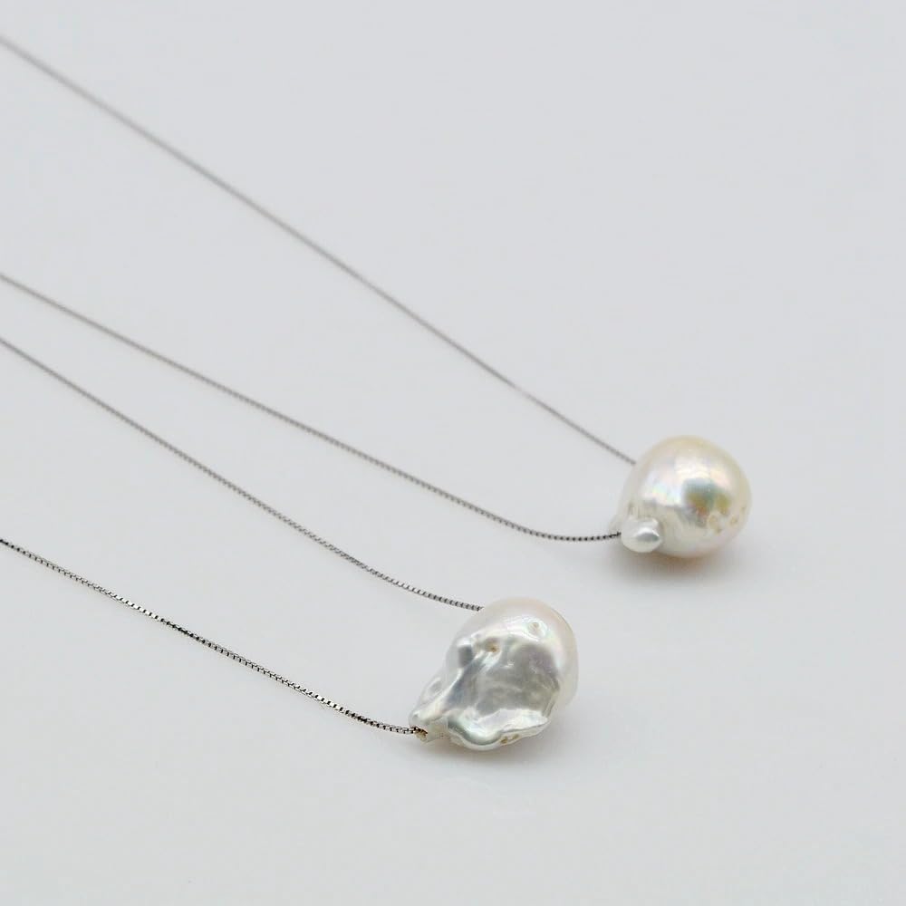 White Natural Large Grain Pure Baroque Pearl Necklace