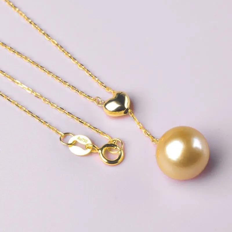 18K Gold Natural Seawater Pearl Pendant Necklace