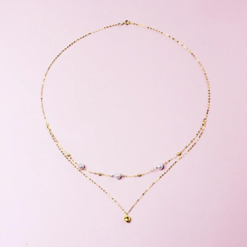 18K Yellow Gold au750 Natural Freshwater Pearl Necklace Pendant