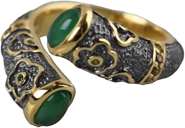 S925 Pure Silver Gold-Plated Floret Ring with Green Chalcedony | Inlaid Gemstone, Fashion Jewelry, For Women, Trend Design, Sterling Silver