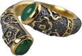 S925 Pure Silver Gold-Plated Floret Ring with Green Chalcedony | Inlaid Gemstone, Fashion Jewelry, For Women, Trend Design, Sterling Silver