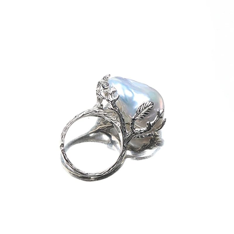 Natural Freshwater Baroque Ring Cold White Warm Light Transparent Colorful Irregular Pearl Men's and Women's Adjustable Ring