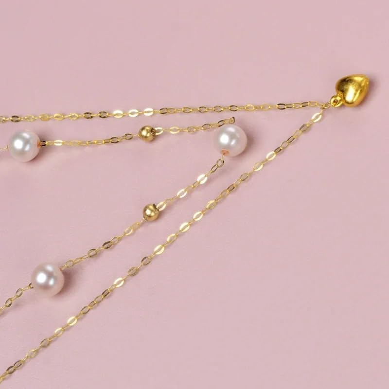 18K Yellow Gold au750 Natural Freshwater Pearl Necklace Pendant