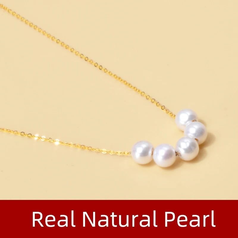 Natural Freshwater Pearl and 18 K Gold Smile Necklace