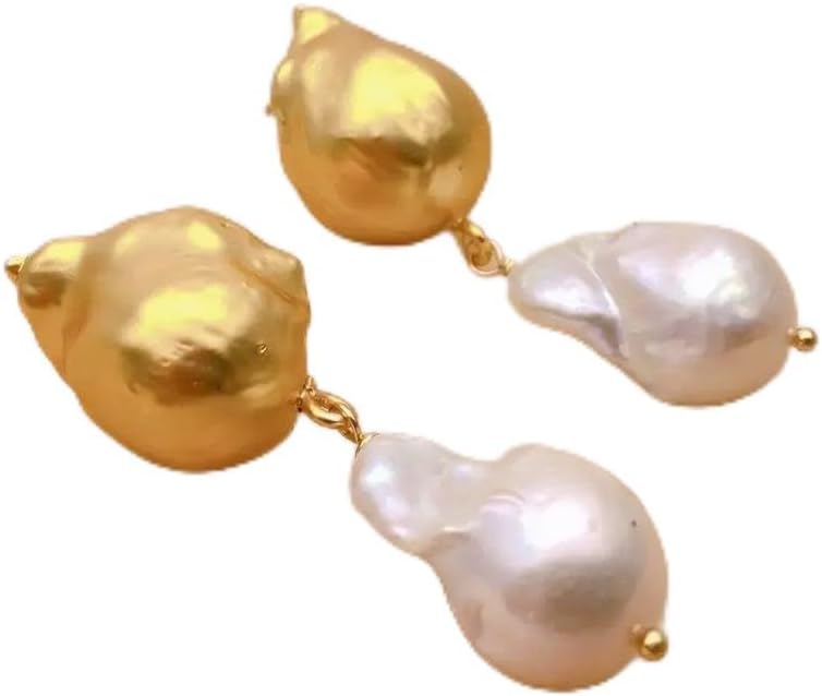 Freshwater Cultured Baroque Pearl Gold Plated Drop Earrings