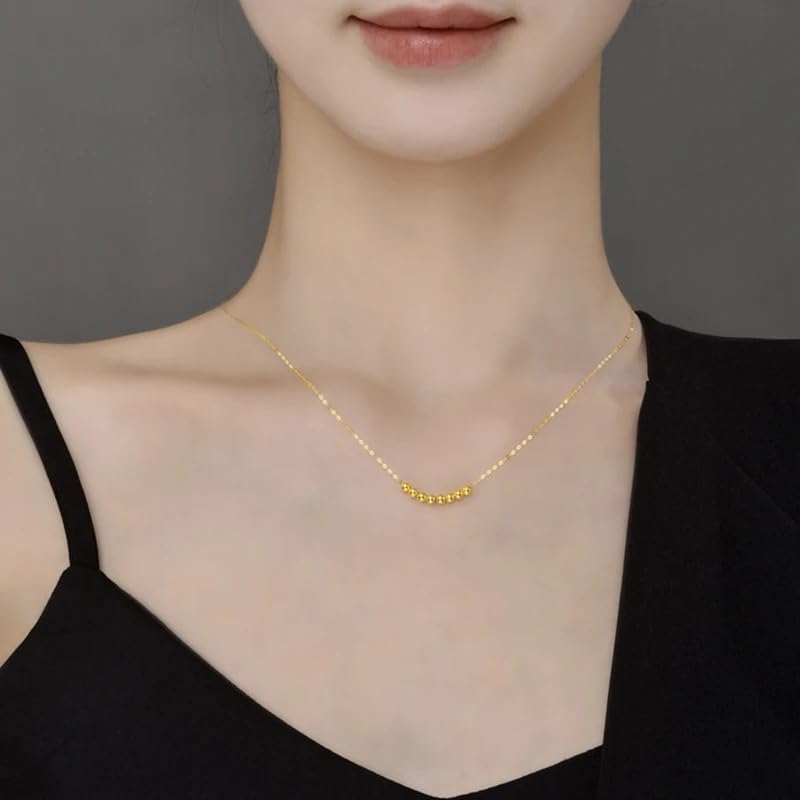 Pure 18K Gold Necklace Pendant AU750 Small Gold Balls 2.5 mm