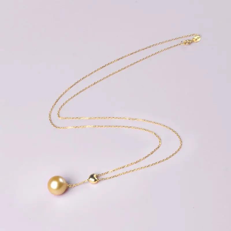 18K Gold Natural Seawater Pearl Pendant Necklace