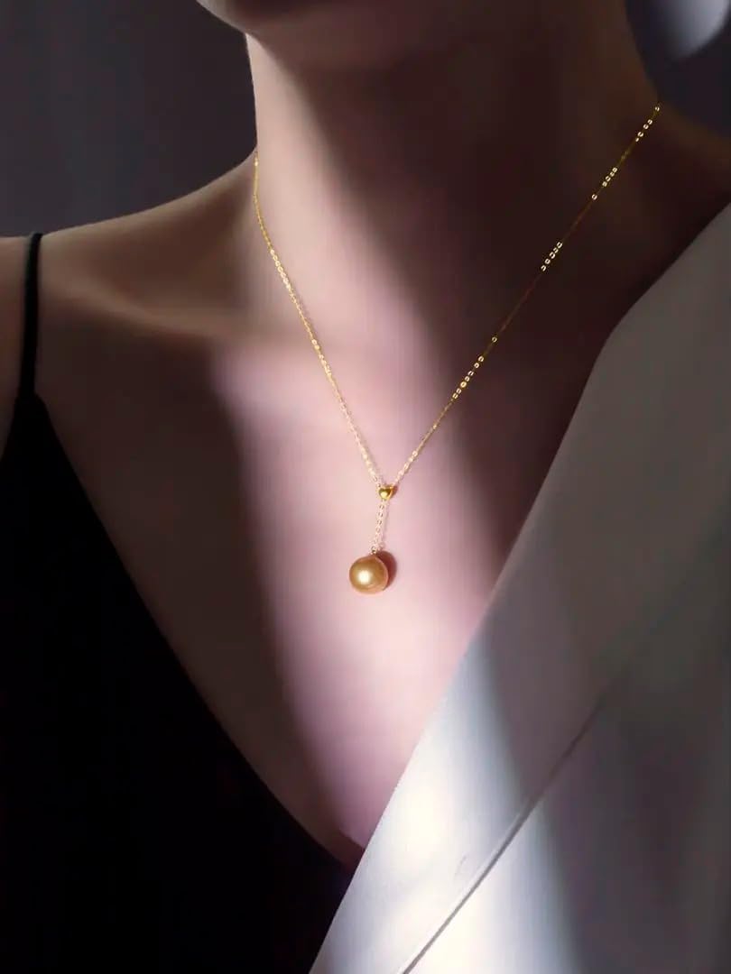 18K Gold Natural Seawater Pearl Pendant Necklace