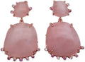 Elegant Rose Quartz Drop Earrings, Rose Gold Plated, Pink Crystal with CZ Accents, 23mm, Statement Jewelry