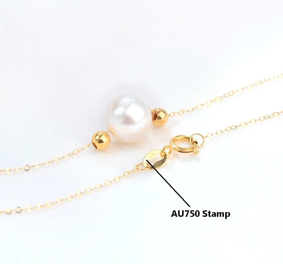 Natural Freshwater Pearl And 18K Gold Ball Pendant