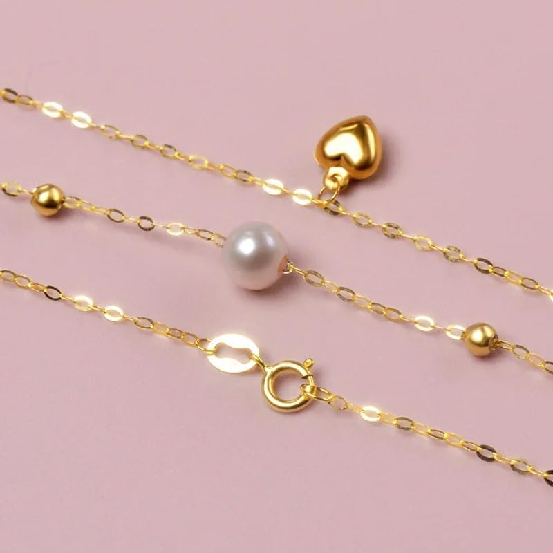18K Yellow Gold au750 Natural Freshwater Pearl Necklace Pendant