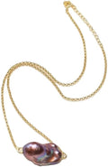 Elegant Baroque Freshwater Pearl Necklace, S925 Sterling Silver Chain, Iridescent Mirror Finish, Fashion Statement Jewelry Gift