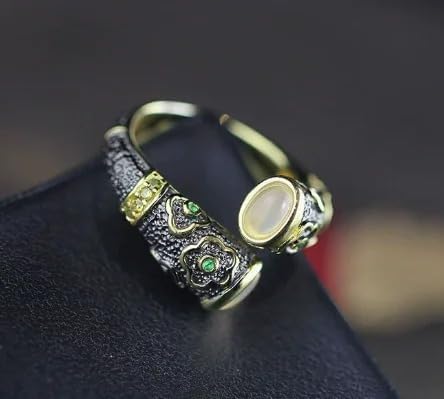 S925 Pure Silver Gold-Plated Floret Ring with Green Chalcedony | Inlaid Gemstone, Fashion Jewelry, For Women, Trend Design, Sterling Silver