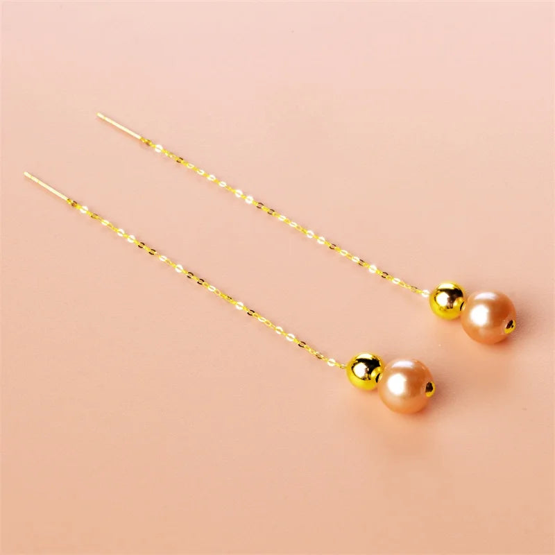 Round Southsea Golden Pearl 18K Gold Drop Earrings