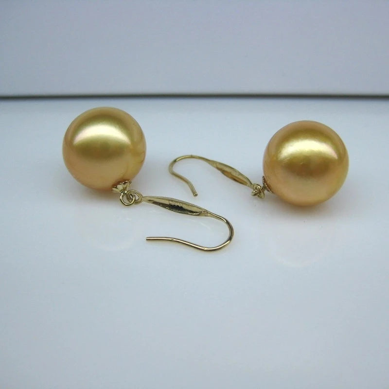 Natural 11-12mm Golden Pearl Earrings with Hook