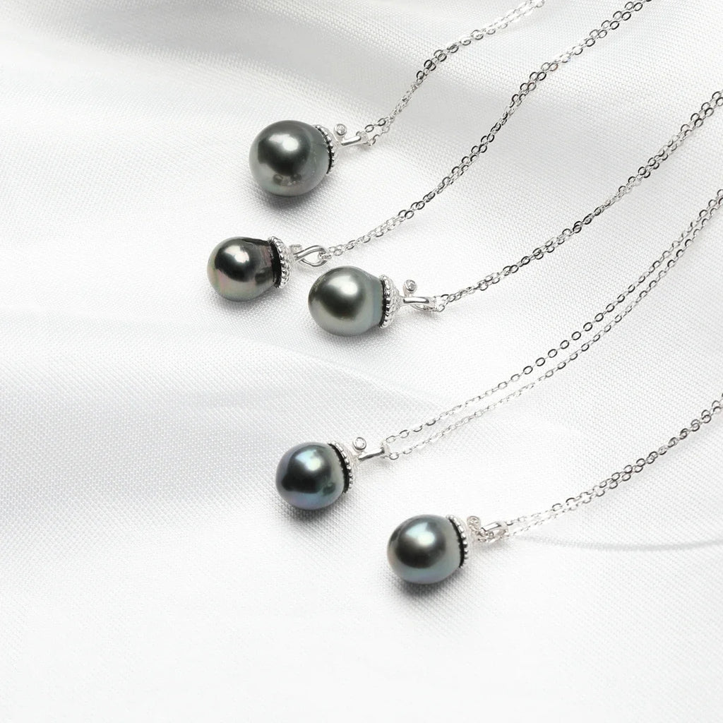 Luxury and Noble 9-11mm Natural Sea Water Black Tahitian Pearl Pinecone Pendant Necklace S925 Sterling Silver Charm Jewelry