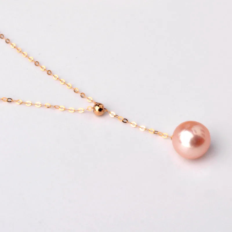 18K Gold Jewelry Natural Freshwater Pearl Pendant Necklace