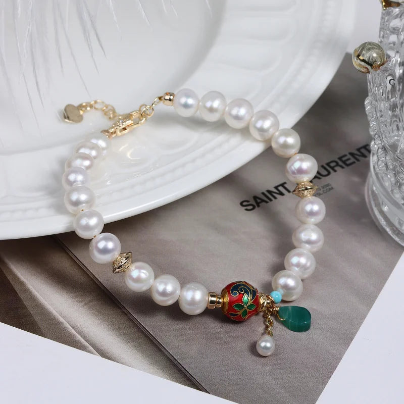 Baroque Natural Freshwater Pearl Bracelet Lucky Beads Gemstone