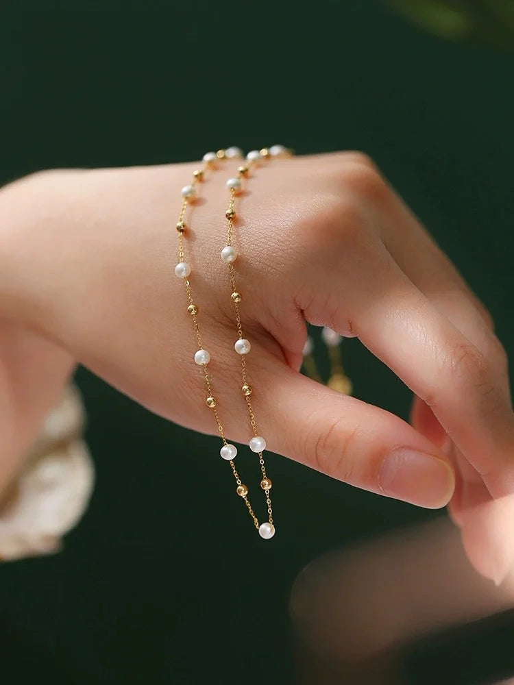 Natural  Freshwater Pearl  Real 18K Gold  Necklace Pendant