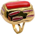 Big Orange Coral Adjustable Ring 24x28mm Gold Plated Fashion Ring | Anniversary Jewelry, Gold Plated Finish, Adjustable Band, 24x28mm Size