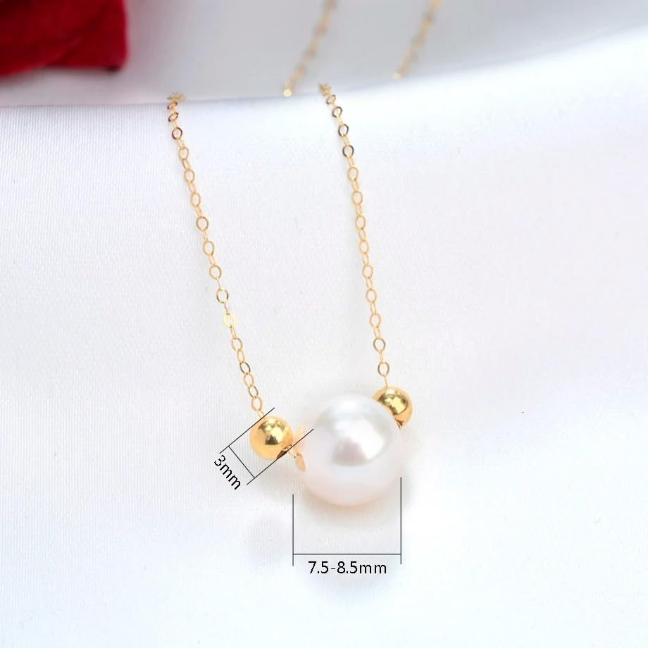 Natural Freshwater Pearl And 18K Gold Ball Pendant