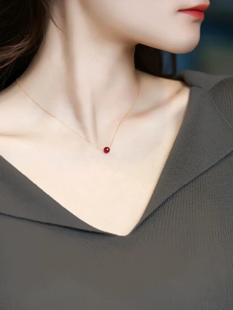 18K Gold Natural Ruby Pendant Necklace