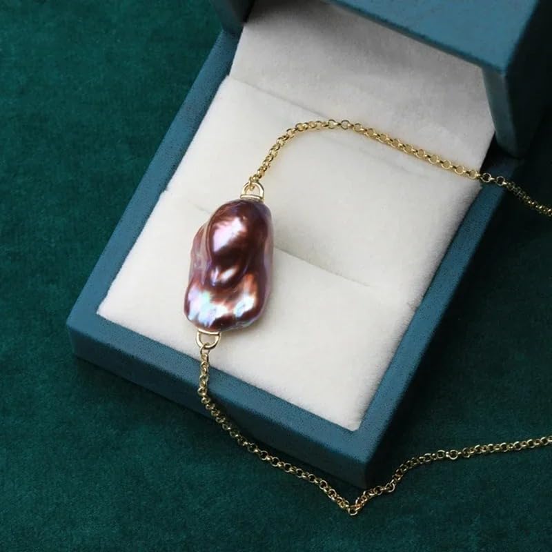 Elegant Baroque Freshwater Pearl Necklace, S925 Sterling Silver Chain, Iridescent Mirror Finish, Fashion Statement Jewelry Gift